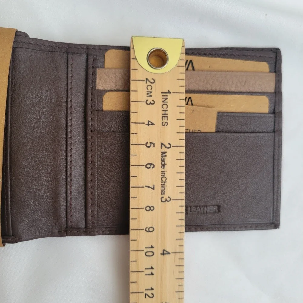 Leather Architect RFID Genuine Leather Bifold Wallet Brown Zip Coin Pocket